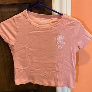 Vinyl cons pink rose crop top